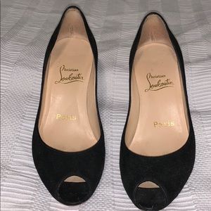 Louboutin Black Kitten Peep Toe Pumps